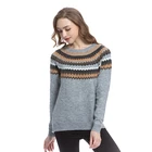 Women Ladies Long Sleeves Round Neck Women Clothing Sweater Zigzag Jacquard Pullover Knit Sweater
