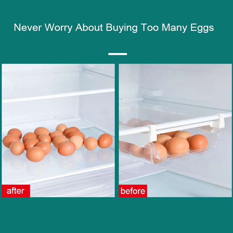 Bpa Free Transparent Refrigerator Storage Containers Fresh-keeping Hanging Drawer Egg Storage Box for Fridge