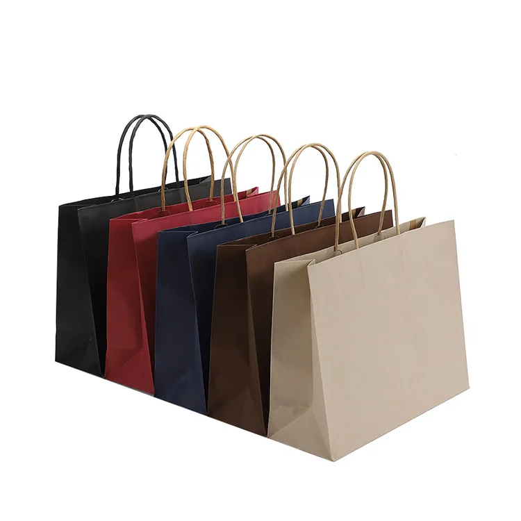 wholesale custom logo paper kraft shopping packaging bag with