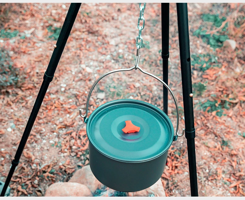 3 Sections Outdoor Camping Cooking Stand Durable Aluminum Alloy Tripod Hanging BBQ Grill for Campfire Picnic