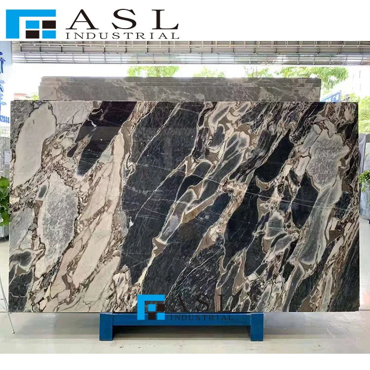 Breccia blue natural stone slab tile for Wall Floor Design