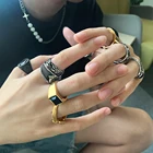 Stone Rings Dylam Men's Cool Stainless Steel Silver Gold Plated Onyx Stone Braided Design Luxury Men Rings