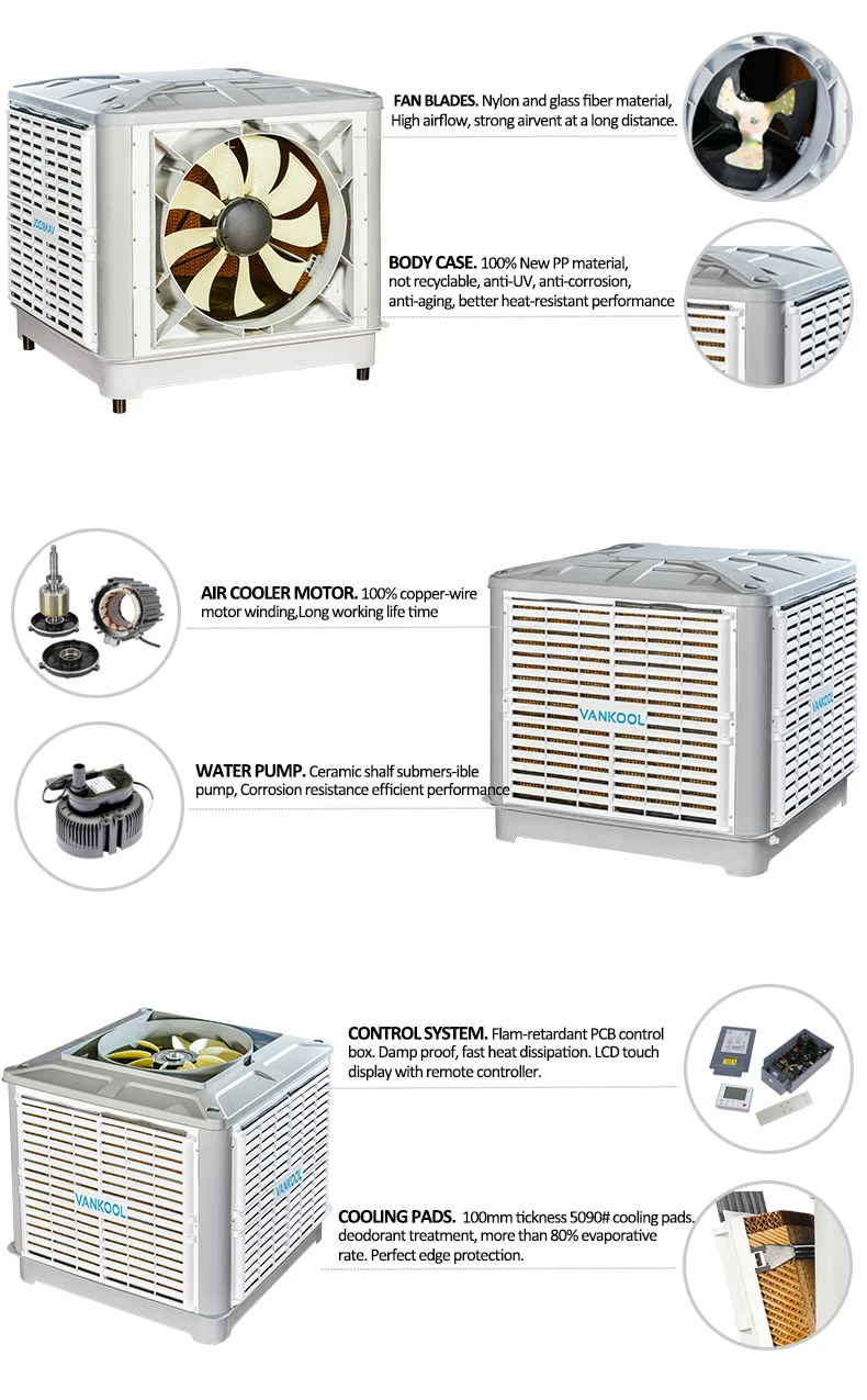 Evaporative Air Cooler, 18000m3/h, Plastic, Portable - detail 12