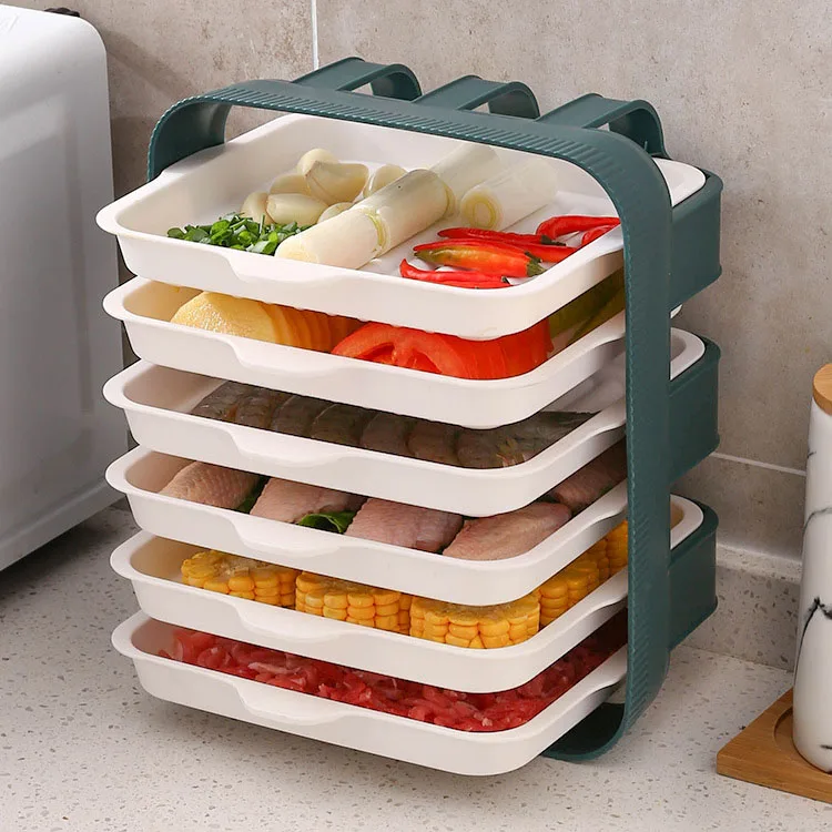 2023 Amazon Hot sell Wall-mounted Kitchen accessories Food Storage Organizer Stackable Cooking Plate Hot Pot Side Dish Plate