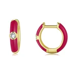 Earrings BAROLI Trendy Tiny Circle Huggie Girl Summer Style Colorful Enamel Earrings For Women