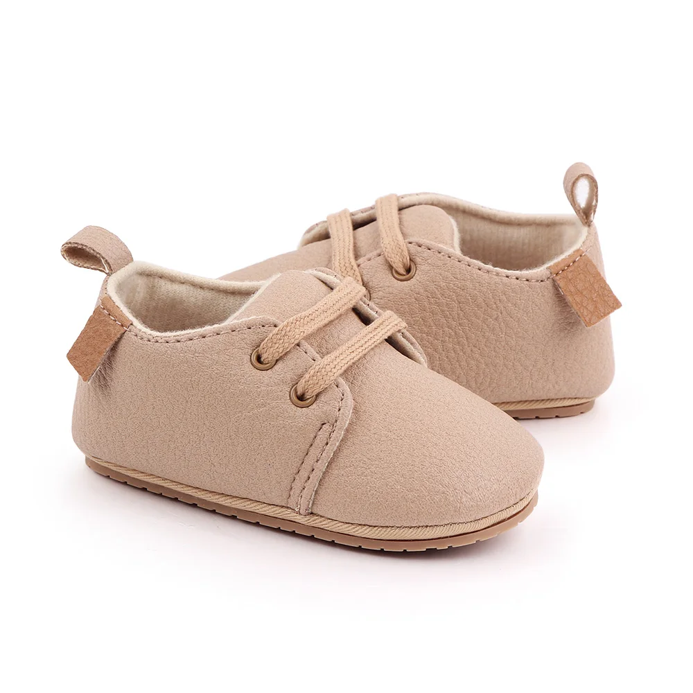 Casual Baby Boys Non-slip TPR Sole Newborn Toddler Lace Shoes Infant Dress Boys Shoes details