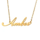 Jewelry 18k AF-DZ339 Amy Custom Personalized Letter Stainless Steel Jewelry 18K Gold Name Plate Necklaces For Women