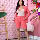 Ladies Suits 2021 Spring Fashion Ladies Casual Suits 2 Piece Blazer And Shorts Set Women