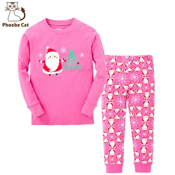 New Design Homefit Textile Korean Cotton Cozy Matching Family Girls Children Kids Sleepwear Sets Wholesale Christmas Pajamas