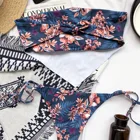 Beachwear Summer Print Bandage Bikini Sexy Sling Bra High Waist Thong 2 Piece Beachwear