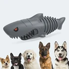 Toy Amazon New Release Non-toxic Teeth Cleaning Durable Squeaky Rubber Shark Custom Dog Toy For Large Breed