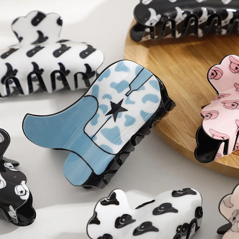 2022 New Design Low Moq Dropshipping Acrylic Shoes cowboy boot hair claw cowboy hat hair claw clip For Women Girls 36 H51c094a3e0b74f7b8d4b673778f7c9a7W