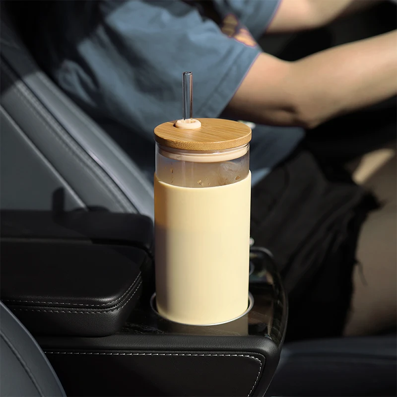 Glass tumbler water bottle with straw and lid, wide mouth smoothie cups, iced coffee cup tea silicone protective sleeve Glass tumbler water bottle with straw and lid, wide mouth smoothie cups, iced coffee cup tea silicone protective sleeve