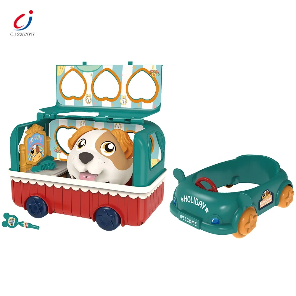Chengji diy assembling play house toys assembly car voice control induction dog plastic new cute pet toy pretend play toy