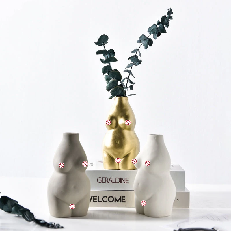Nude Female Body Vase Ceramic Art Tabletop Flower Pot Nordic Modern Home Decor 