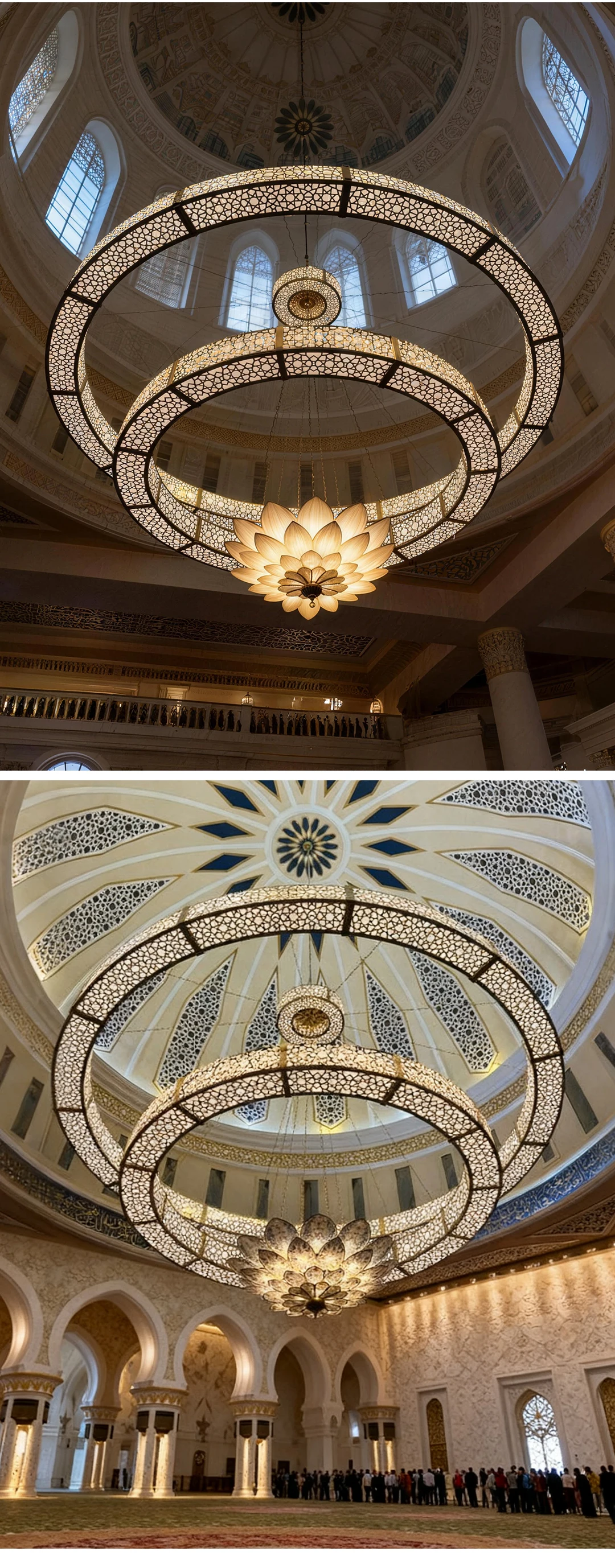 cpl 003 custom islamic mosque chandelier heavy duty led art installation for large prayer hall project-4