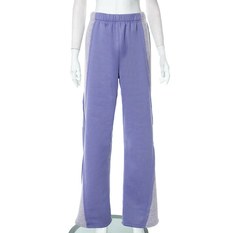 Women's Green Modern Wide Leg Flare Y2K SweatpantsAutumn Patchwork Flare Sweat Pants Men Pants for Ladies Sweat Pants manufacture