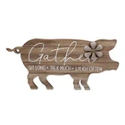 Words Designer Decor Wooden Decoration Wood Grooved Pig Made Old Finish Print Words With Metallic Flower