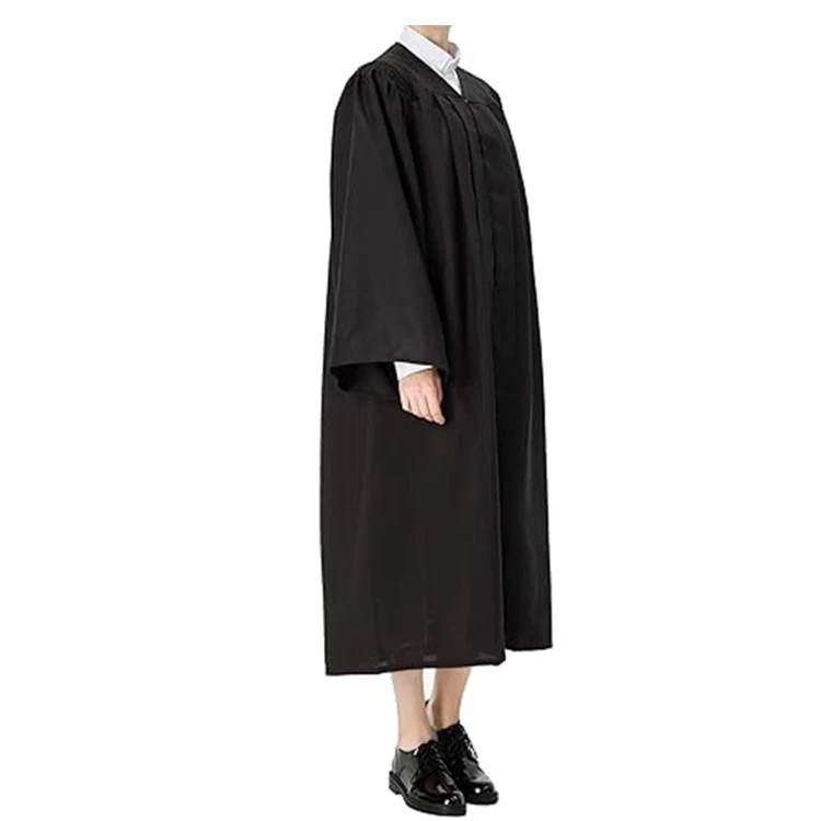 University Unisex Black Fluted Deluxe Bachelor Graduation Gown Robe With Elegant Fluting factory