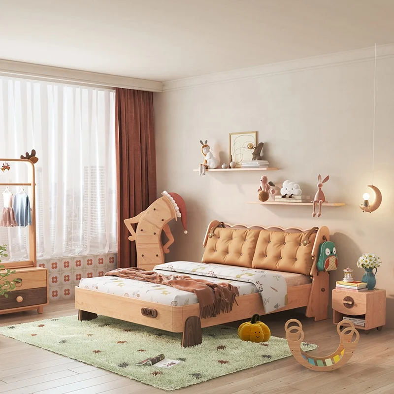 Modern Children Solid Wood Beds Cookie Cartoon Child Bedroom Furniture Princess Kids Bed
