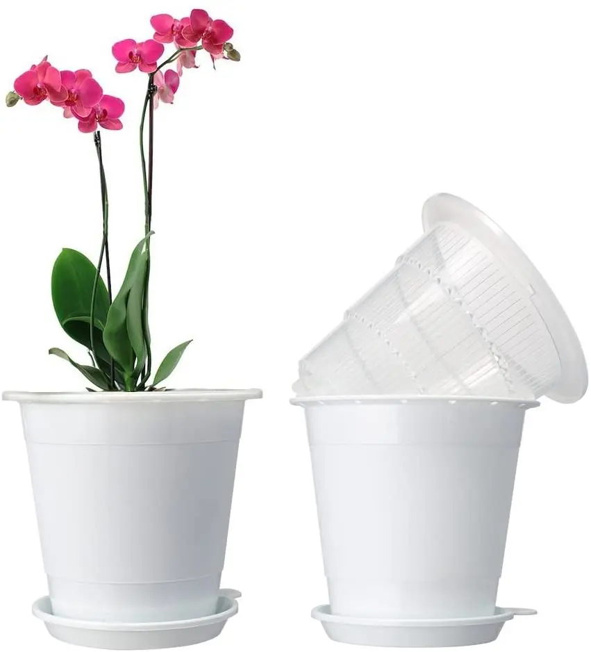 Clear Orchid pots with Holes Plastic Flower Planter 7 inch  6 Pack Orchid pots 