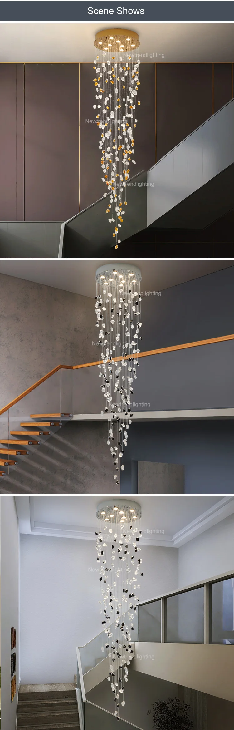 PD8001 Custom Hotel Lobby Villa Banquet Hall Decoration Bespoke Chandelier Modern Glass Pendant Light supplier
