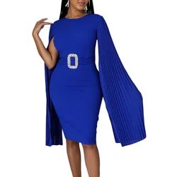 fall popular products new solid color hip-hugging sexy cape dress