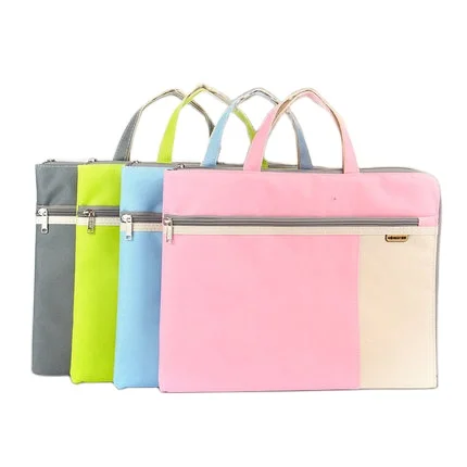 Fashion Water-Resistant Custom Large File Folder Organizer Document Holder Safe Case Canvas Zipper Handbag