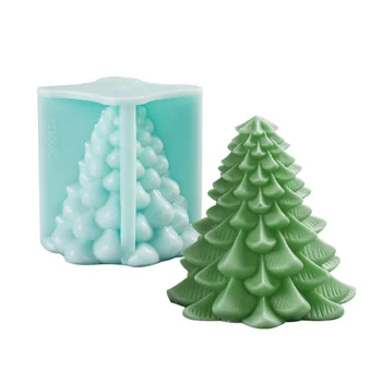 Chocolate Cheese Dessert Cheesecake Mould 3D Tapered Silicone Christmas Tree Soap Molds for Candles