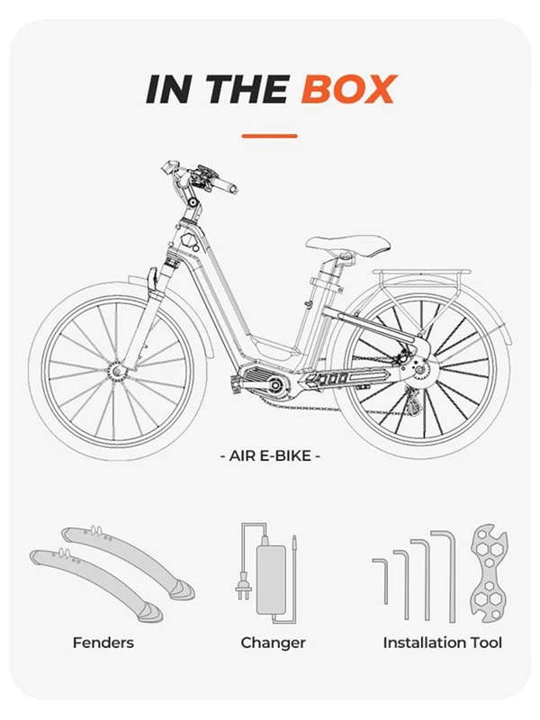 Air750 Max Double Battery Electric city bike 48V 9.6AH *2 Max Speed 25mph Gray Yellow Color Options