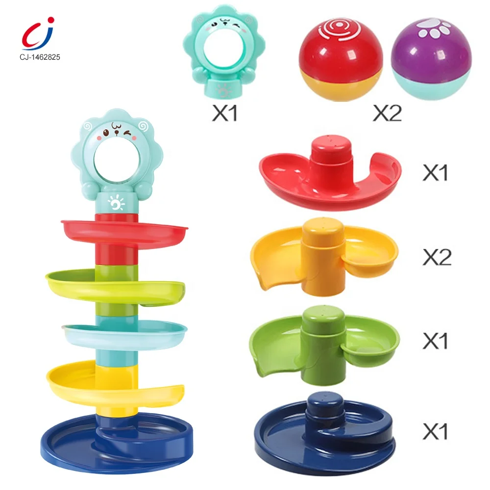 Baby Plastic Diy Building Blocks Slide Ball, Infant Education Toy Colorful 5 Tiers Slide Ball Track Toys