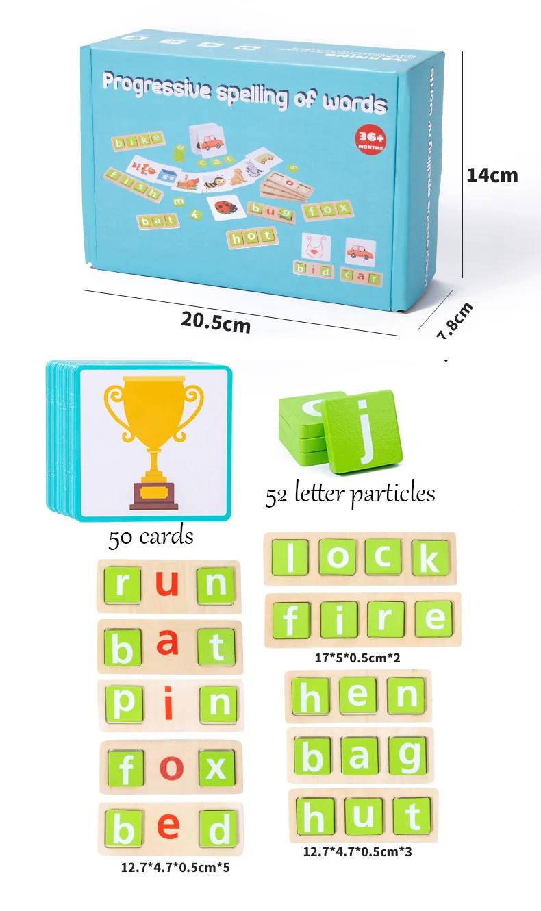 Puzzle en bois unisexe pour enfants, blocs d'orthographe de 2024 lettres, jouets de maternelle pour l'interaction parent-enfant, 26