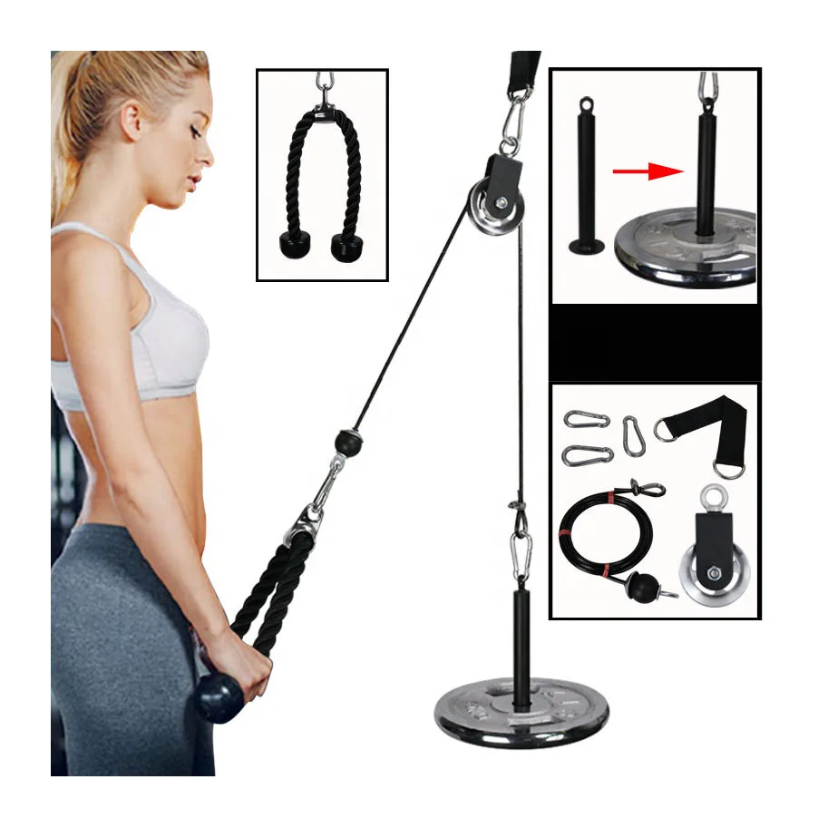 Pull Down Cable Machine Pulley System Gym Equipment for Tricep Bicep Forearm Arm 