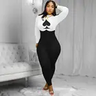 Printed Clothes 2021 New Style Autumn Hot Sale Long-sleeved Poker Printed Jumpsuit Sexy Clothes