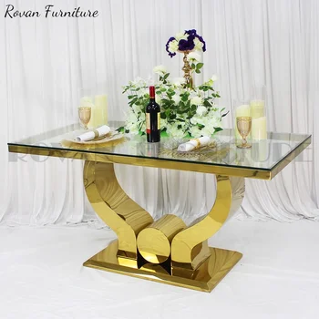 Best design banquet event party supplies metal wedding table with crystal bridal and groom dining reception VIP DINING table