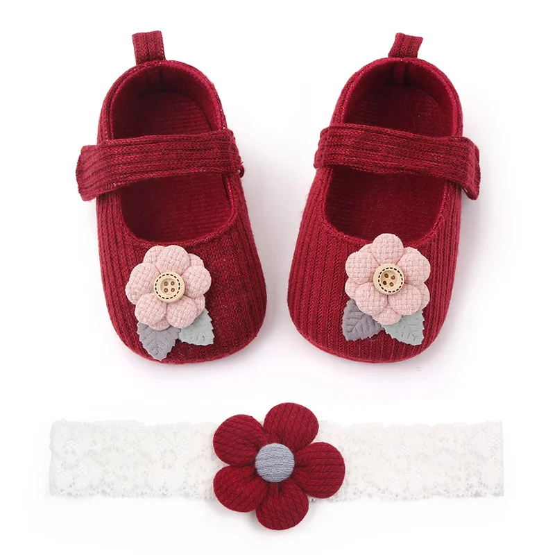 Hot Selling Baby Girl Shoes and Baby Hairband Headband Sets Design manufacture