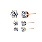 Stud Studs Shining Zircon Stud Earrings Women Stainless Steel Round Clear CZ Studs Hot Sale Jewelry