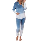 Sleepwear 2021 High Quality 2 Piece Sleepwear Fashion Women Long Sleeve Tie Dye Pajama Set With Hood Nightclothes