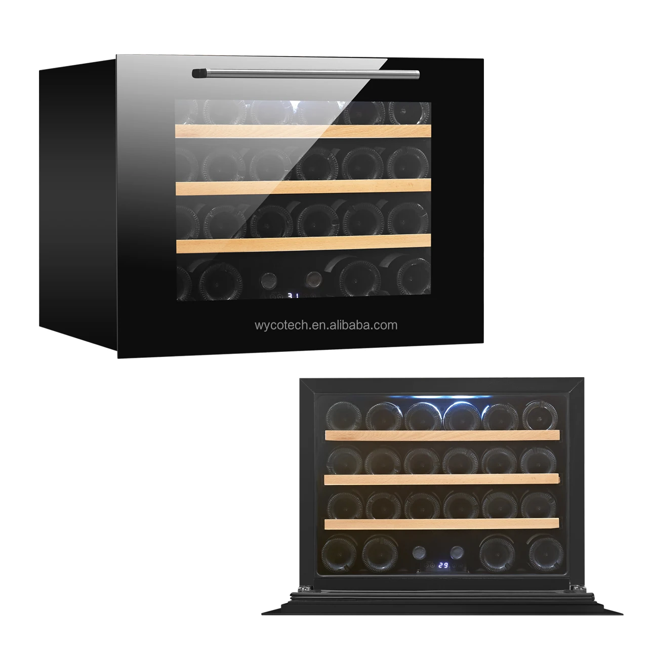 Black Glass Wine Cooler, Electric, Metal - detail 4