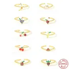 Ring Sapphire Adjustable Women's 925 Silver Diamond Ring Sapphire Ring Set