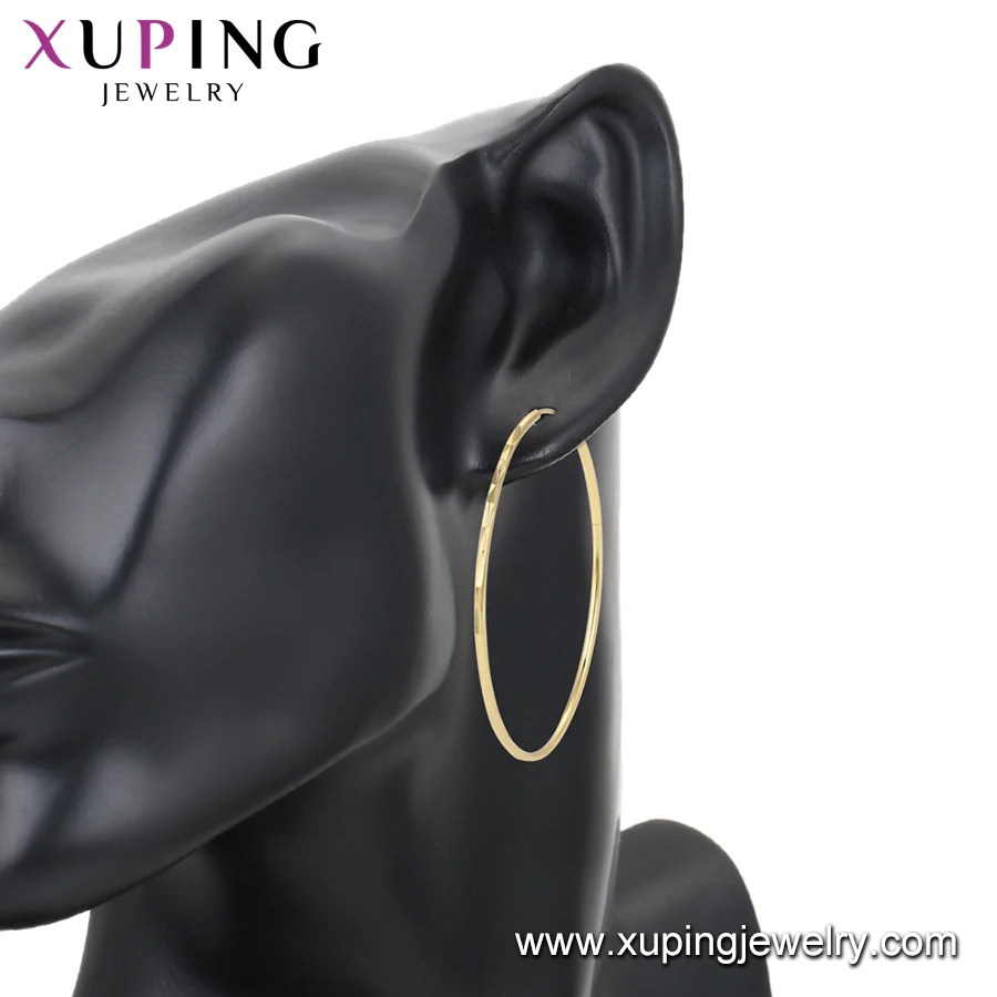 99377 xuping fashion gold plated earrings wholesale lady big round hoop earrings