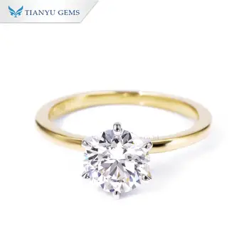 Tianyu Gems Customized Round Brilliant Cut 1CT/1.5CT CVD Lab Created Diamond Gold Engagement Ring Jewelry