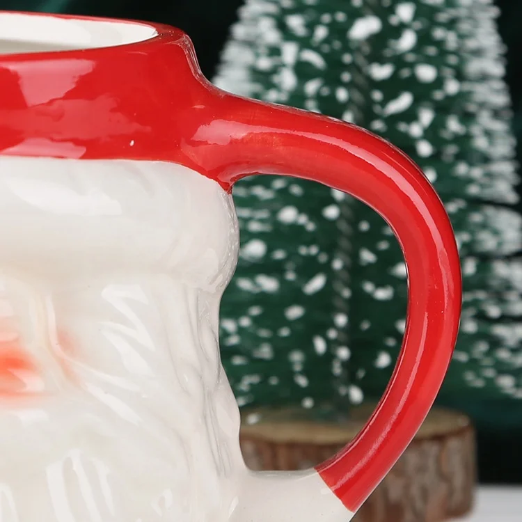 Gloway Manufacturer Customized LOGO 300ml Creative Father Christmas Coffee Mug Holiday Ceramic Handmade Christmas Mug