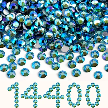 OPL Flatback Rhinestones Bulk Wholesale, Rhinestones for Nails Crafts Clothes DIY Decoration, Aquamarine AB