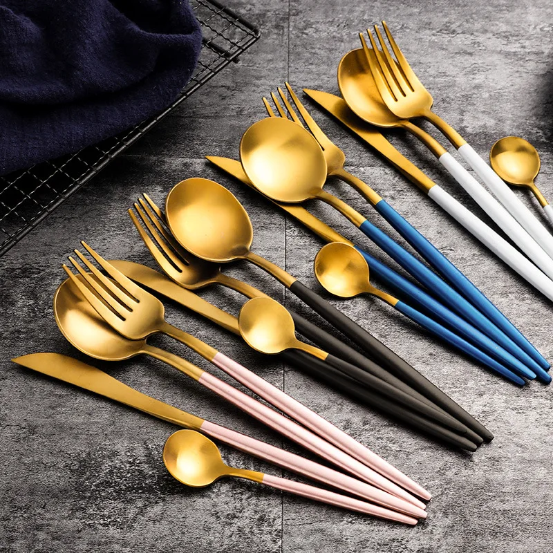 4Pcs/Set Stainless Steel Dinnerware Set Cutlery Tableware Kitchen Western Fork B 