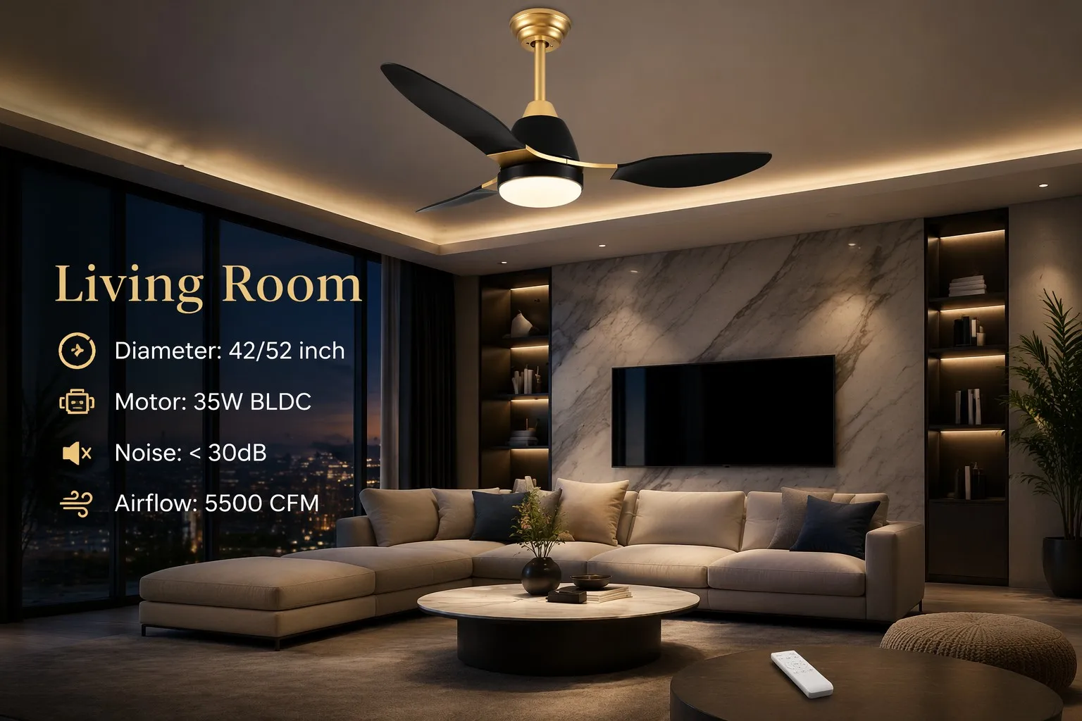 Led Ceiling Fan, ABS, 42inch, 52inch, 3blades - detail 4