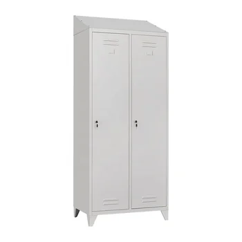 Wholesale Employee Sloping Roof 2 Door Employees Wardrobe Gym Standing Feet Steel Cabinet Storage Locker