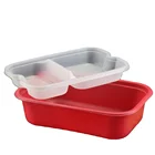Container Rectangular 2 Layers Microwave Disposable Takeout Food Container Bento Lunch Box With Lid