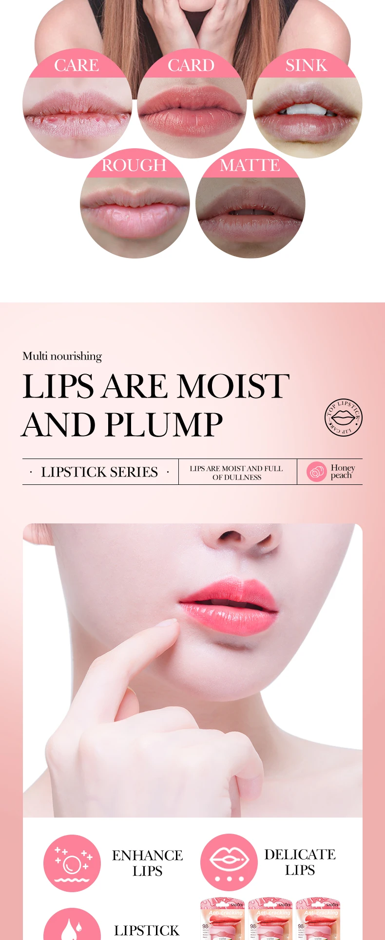 product korean private label sadoer peach anti dry cracked and lightened lip lines lip balm soothing moisturizing lip balm for dry skin-4