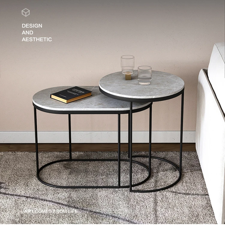 Top Hot Sale Furniture Modern Design Metal Leg Sintered Stone Small Coffee Table Side Table For Living Room